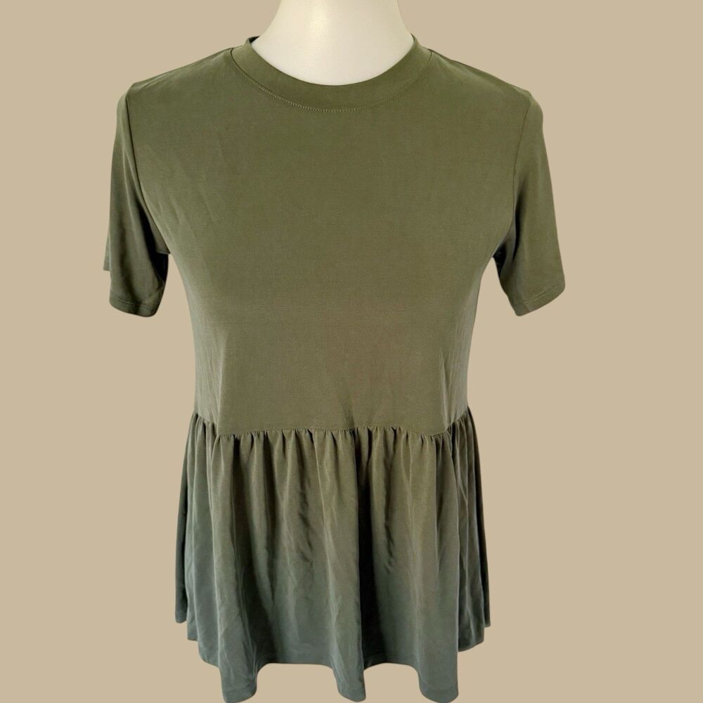 American Eagle Top Shirt Womens XS Peplum Tiered Short Sleeve Tee Modal Blend